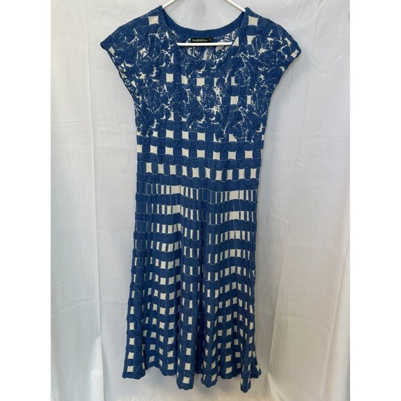 Anthropologie Dresses & Skirts - Anthropologie Troubadour Gingham Garden Dress Small Blue White Soft Knit A-Line